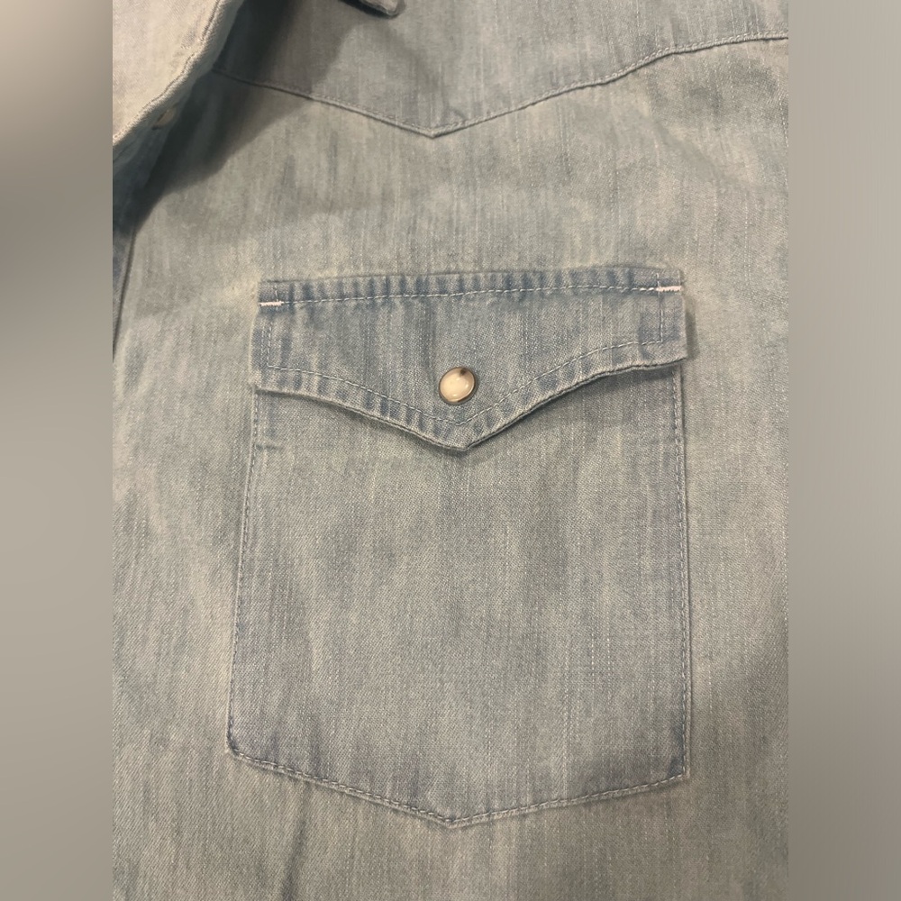 Austin Post Daybreak Denim Western Shirt Big Sky 100% Cotton Post Malone $198 - Picture 8 of 15